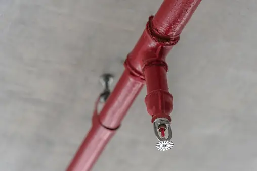 An image from exporese fire sprinkle pipe at the ceiling with a pending fire sprinkler shown.